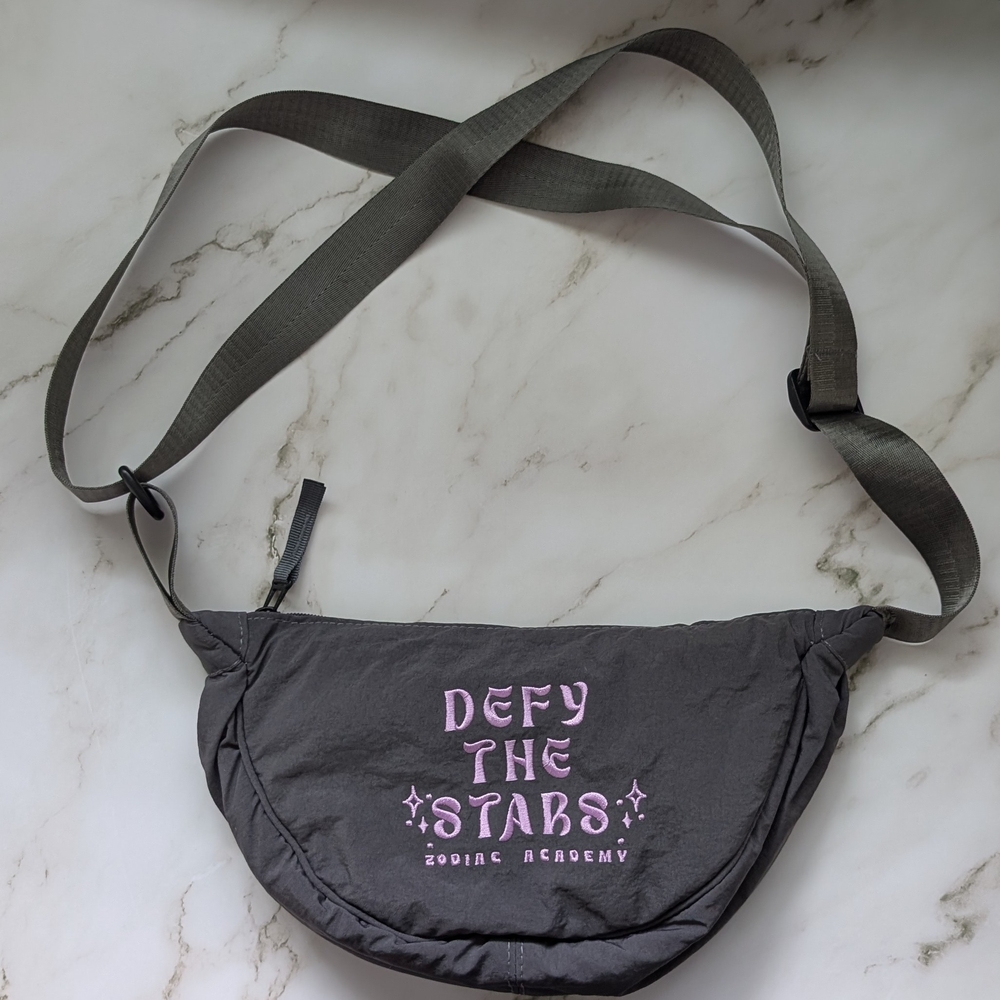 Defy the Stars Puffy Crescent Bag - Inspired by Zodiac Academy - Gray